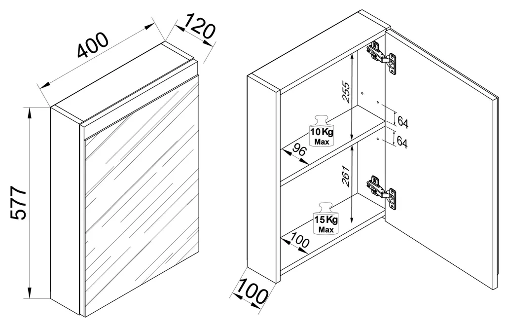 Armoire de Toilette Suspendue VCM Ultra Fine pour Petite Salle de Bain
