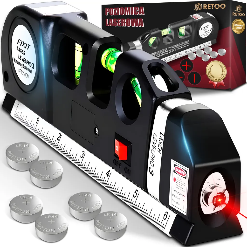 Niveau laser multifonction 3 en 1 avec règle et mètre ruban de 2.5m
