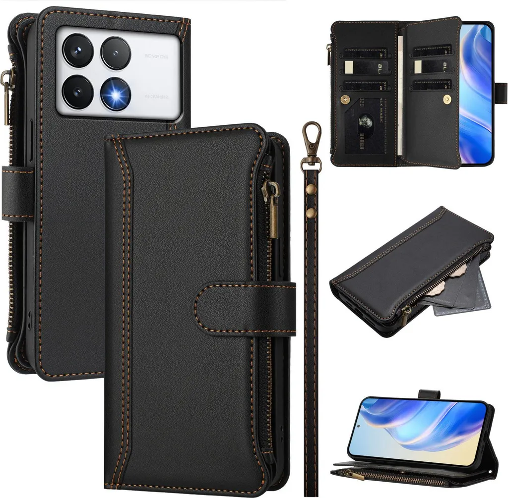 Cover Business Xiaomi Poco F6 Pro Redmi K70 Pro Portafoglio Zip