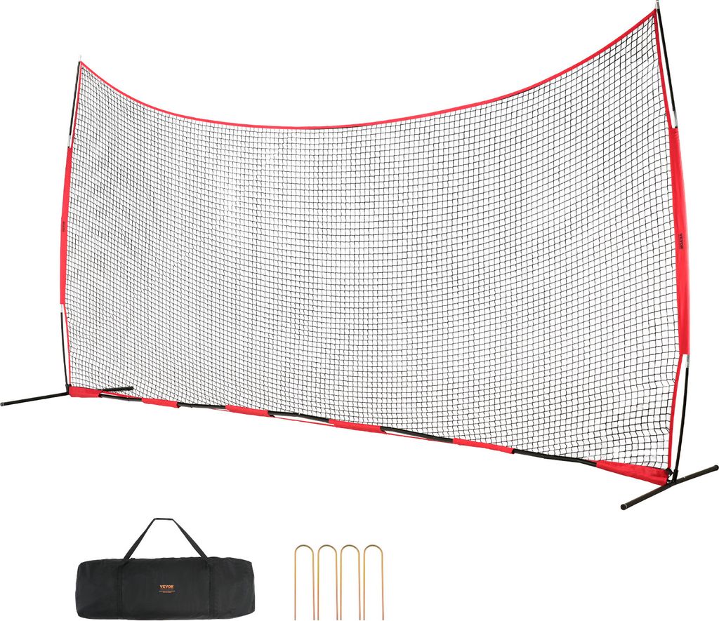 VEVOR Backstop-Netz, 620 x 140 cm Ballsport-Absperrnetz, Übungsausrüstung mit Tragetasche, Schutzschirm für Baseball-, Softball-, Lacrosse-, Fu...