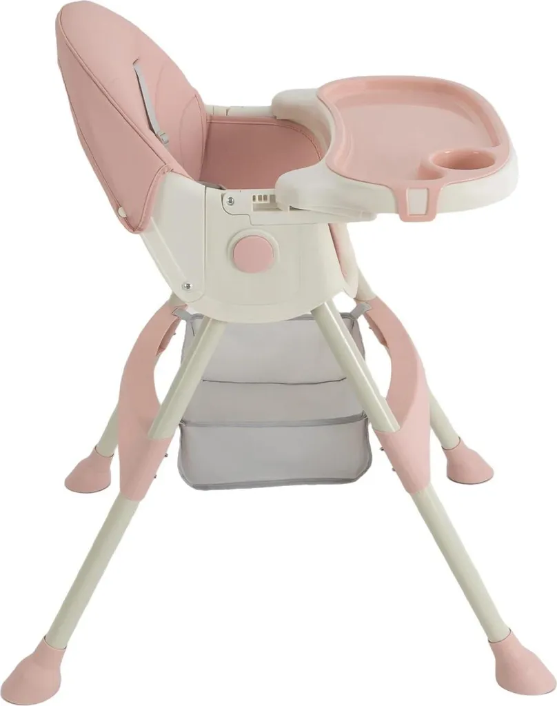 Chaise bébé évolutive rose avec structure en métal robuste et stable - 6