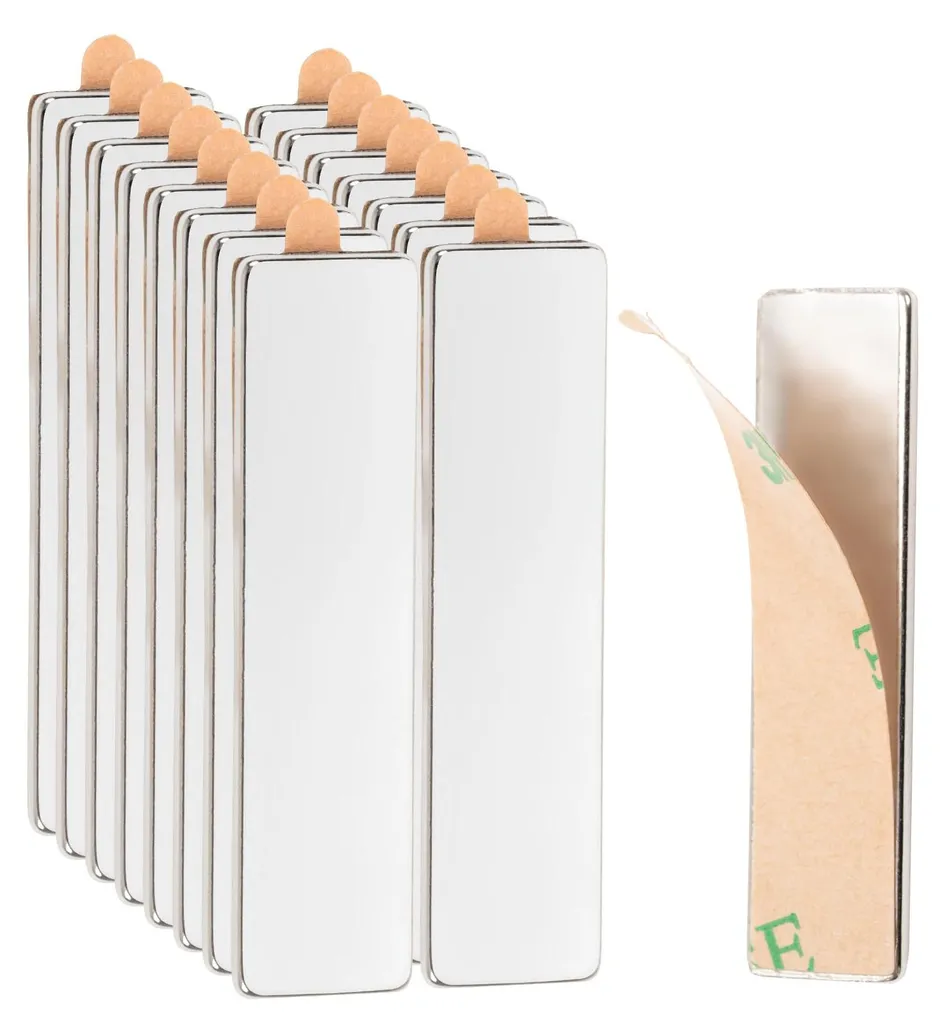 Aimants Plats Autocollants 40x10x1 mm Extra Fins et Puissants Lot 15