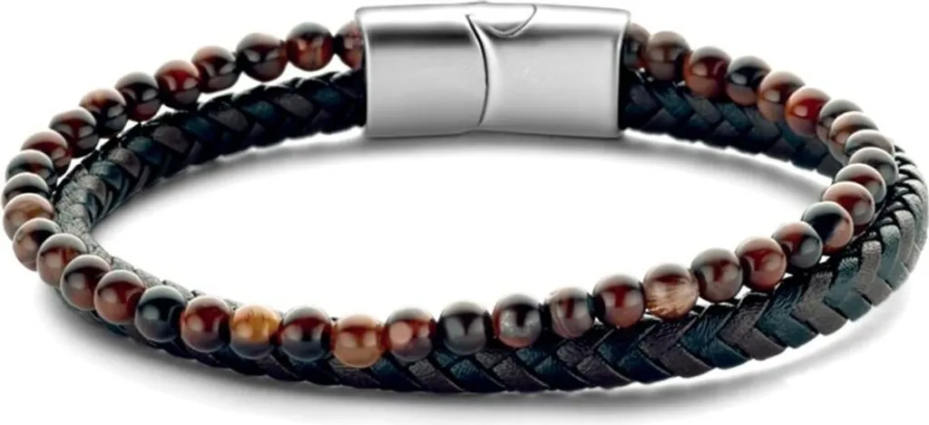 Bracelet Homme Frank 1967 Modèle 7Fb-0543 en Cuir Marron et Acier