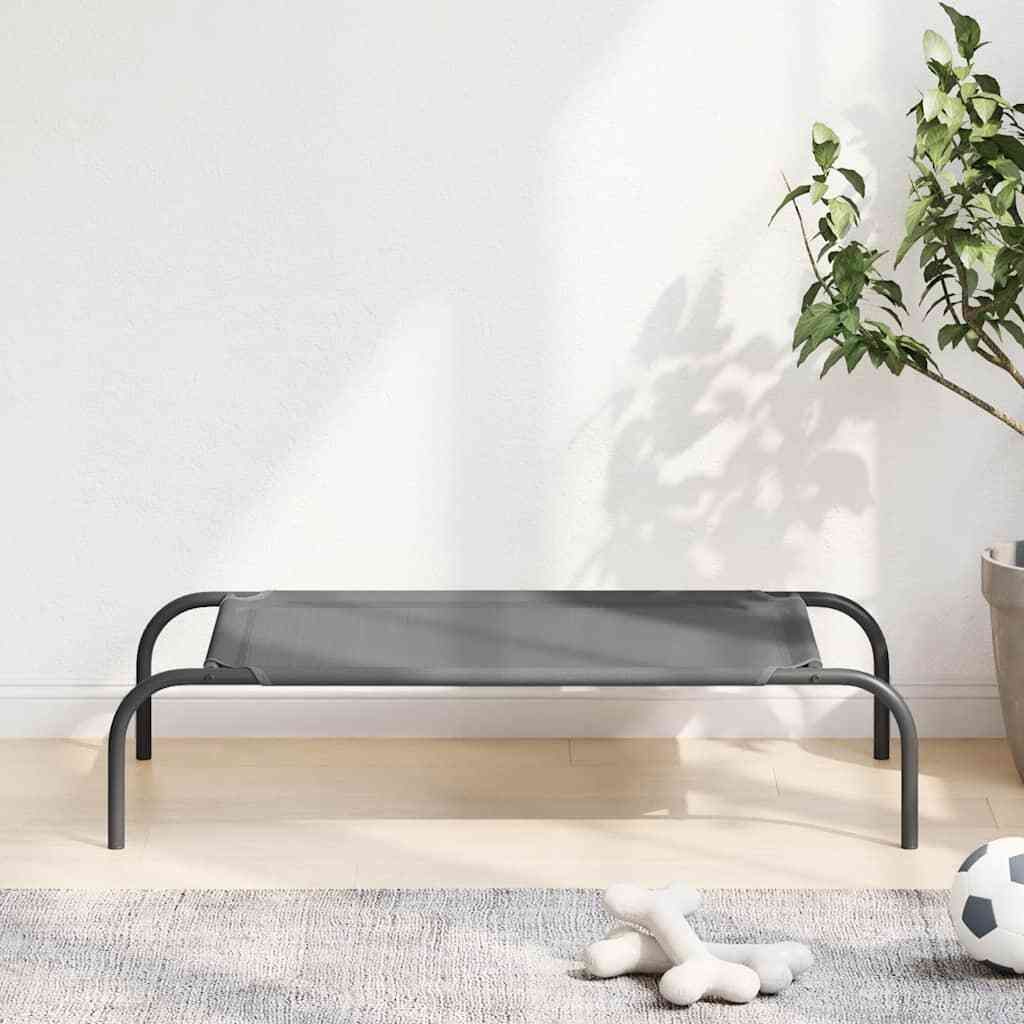 HOMMIE Hundebett - elegantes Design - Hundesofa/Hundekissen - Erhöht Grau 90x50x20cm Textilene und Stahl NEU323811 - Hundebetten