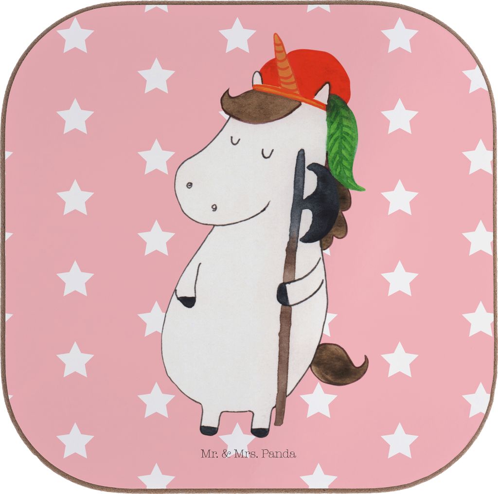 Mr. & Mrs. Panda Untersetzer für Gläser Einhorn Junge - Rot Pastell - Geschenk, Tassen, Coaster, gläseruntersetzer, Bube, Tischuntersetzer, Mitt...