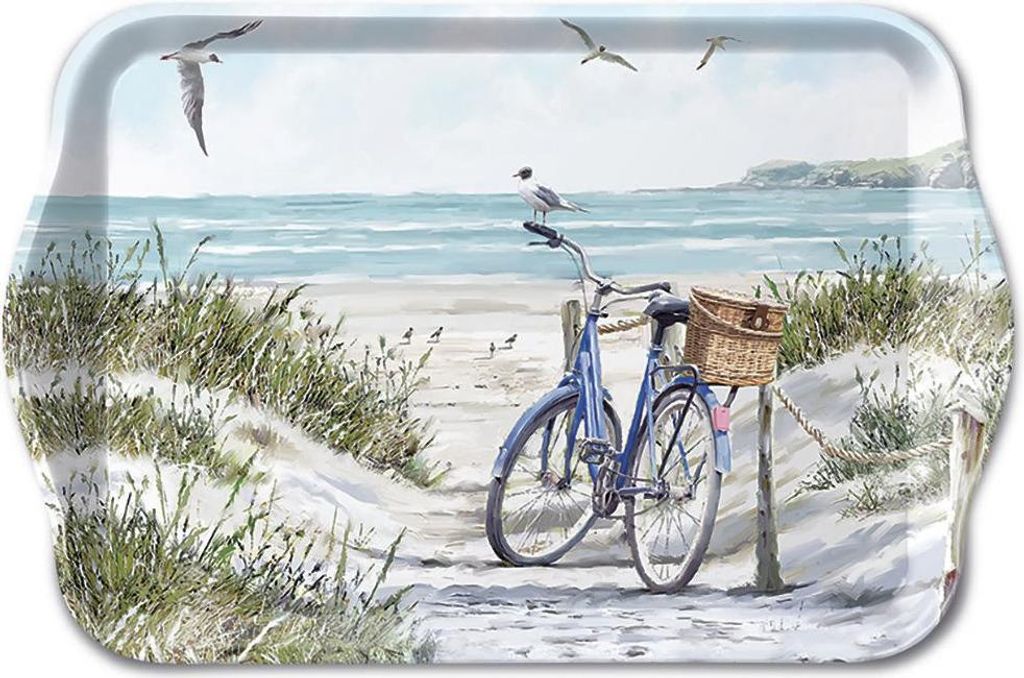 Tablett klein Bike at the Beach - Fahrrad mit Korb am Produktbild 