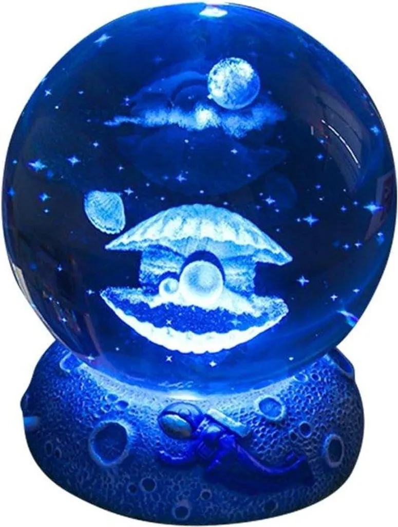 Sphère cristal 3D avec coraux et changement de couleur automatique LED