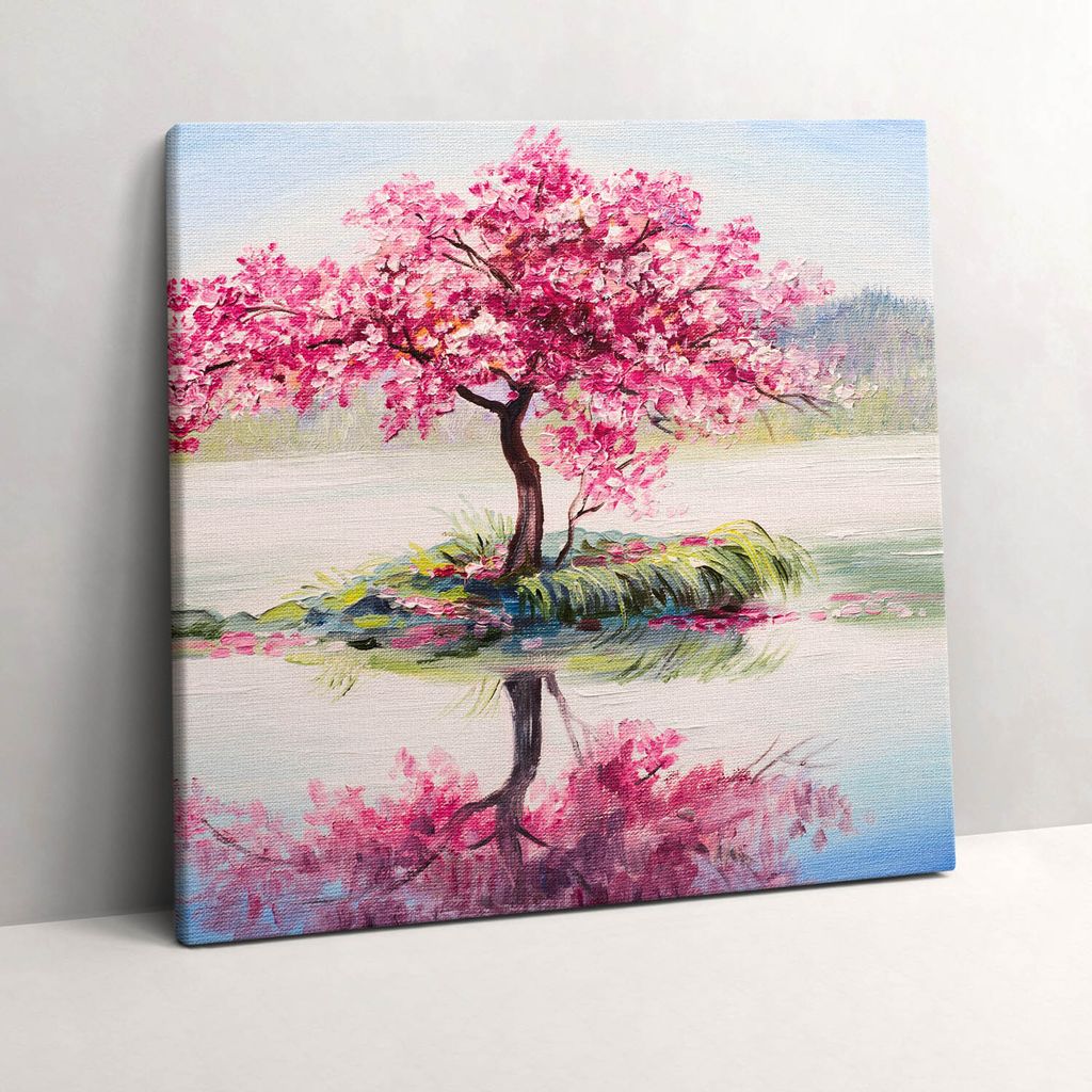 Mosaic of a blooming lovers tree – Leinwandbild Wandbild – 60x60 cm – Leinwandbilder – Wandbilder – Schlafzimmer – Flur