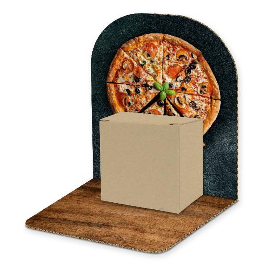 itenga Geldgeschenkverpackung Basic Pizza Holz I Aufsteller Würfel (Motiv 129)