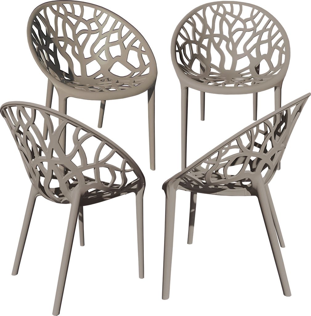 Gartenstuhl Kunststoff Stapelstuhl Bistrostuhl Küchenstuhl Stuhl Stapelbar , Farbe:Taupe;Menge:4 St.