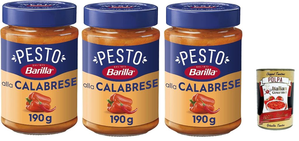 Barilla Pesto alla Calabrese 190 g – 3er Pack | würzig-cremig mit Paprika & Chili, ideal zu Pasta & Bruschetta – italienische Qualität + Ital...