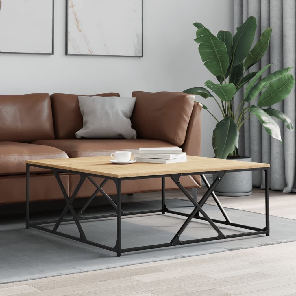 "2026 Promotion" Couchtisch Wohnzimmer - Kaffeetisch - Sonoma-Eiche 100x100x40 cm Holzwerkstoff - Sofatisch CC29901