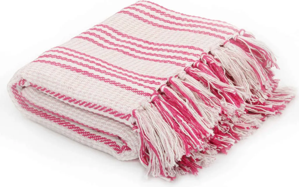 Lancio in Cotone a Righe 220x250 cm Rosa e Bianco | Granfoulard Multiuso