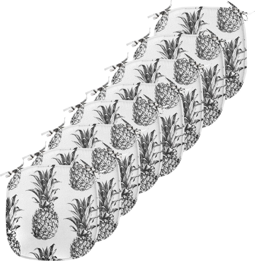 ABAKUHAUS Ananas Polster für Esszimmerstühle, Weinlese-Frucht, Dekoratives wasserfestes Kissen mit Riemen für Küchensitze, 40 cm x 40 cm-8er Pa...
