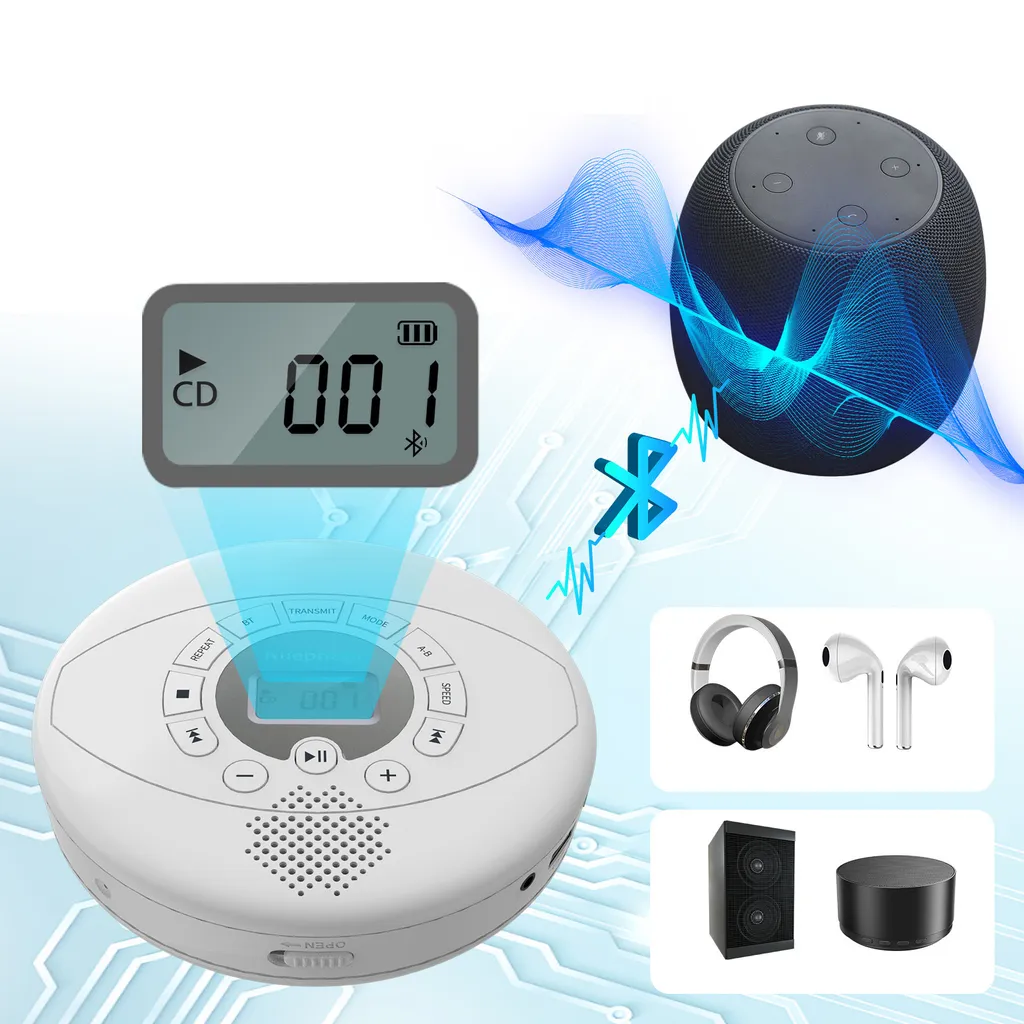 Lecteur CD Maison et Déplacement ZELURXX Bluetooth MP3 Format Compact