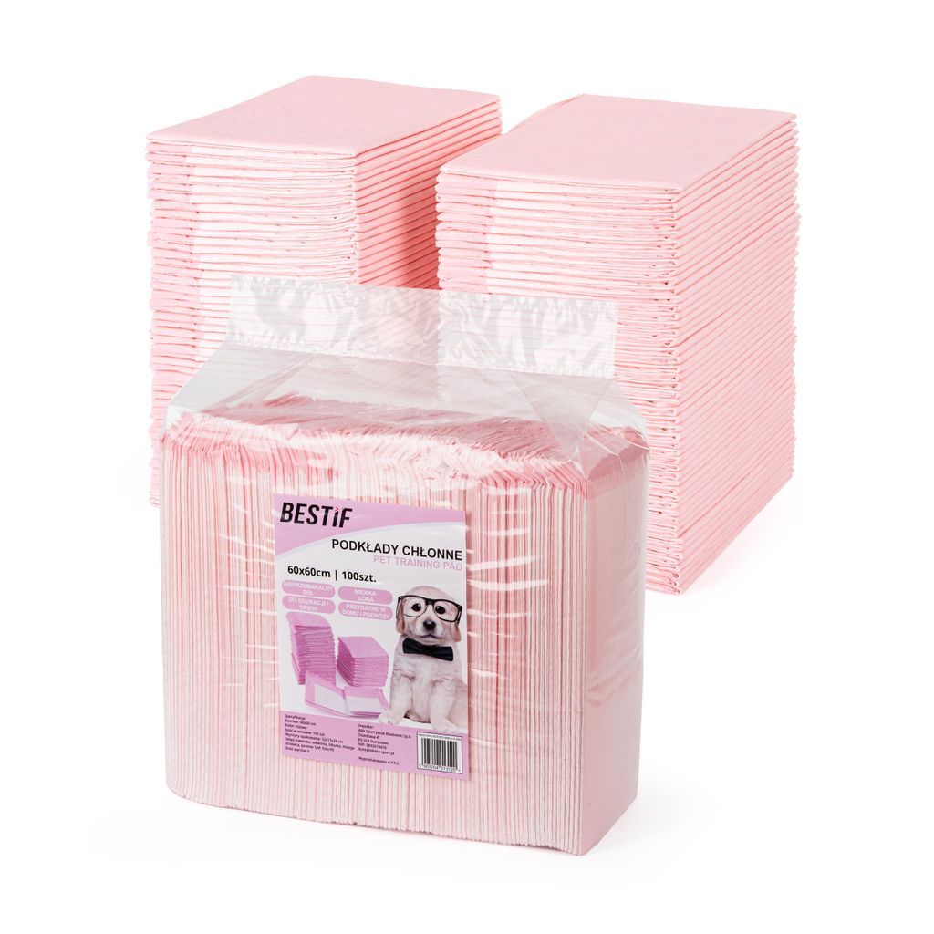 Bestif savé podložky pro zvířata růžové 60x60 cm, 100 ks - Obrázek produktu 