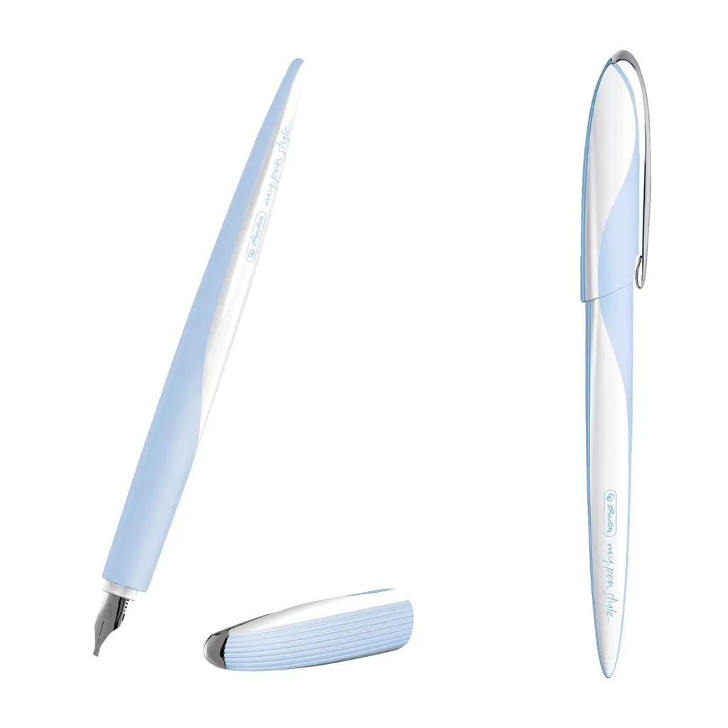 Set de calligraphie Herlitz Nicewriter bleu clair avec plumes et encres