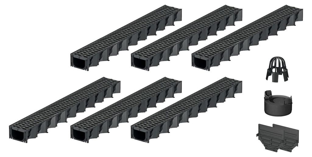 6x1m ACO Hexaline 2.0 Entwässerungsrinne mit Microgrip Produktbild 