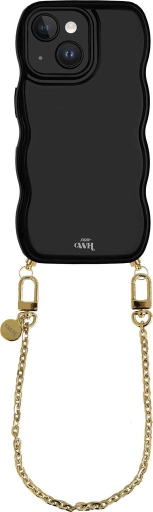 Glossy Wavy Cord Hülle Black - Dreamy (Kurze Handykette) - Kompatibel mit iPhone 14 Plus