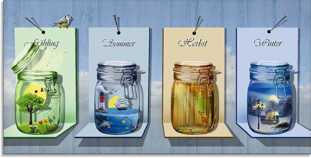 ARTland Glasbild Jahreszeiten in Gläsern Größe: 60x30 cm