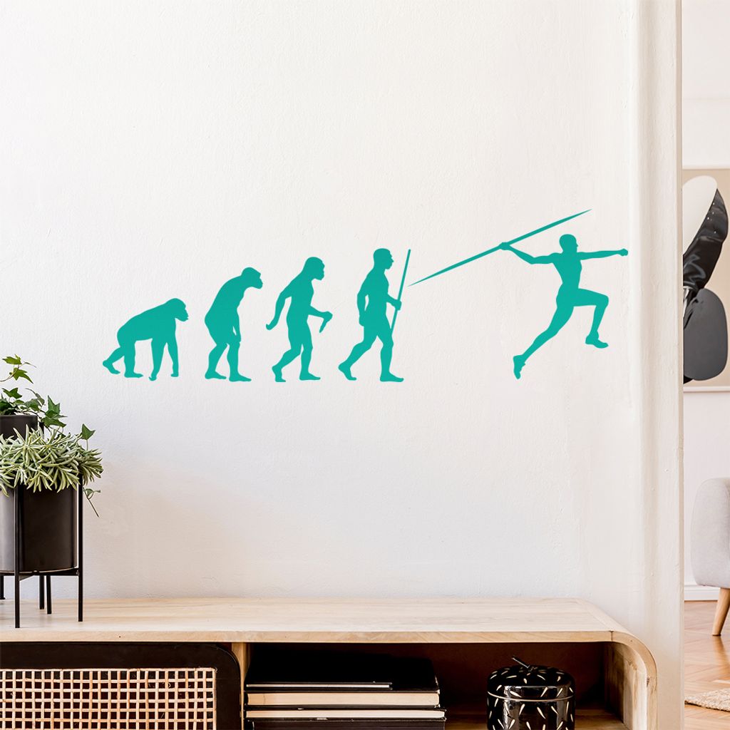 Speerwurf Evolution Wandtattoo Wandaufkleber Wall Sticker - Dekoration, Küche, Wohnzimmer, Schlafzimmer, Badezimmer