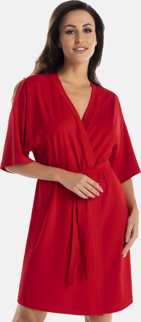 Teyli Damenbademantel aus Viskose in klassischem Schnitt Maddalena Female 2902 rot L