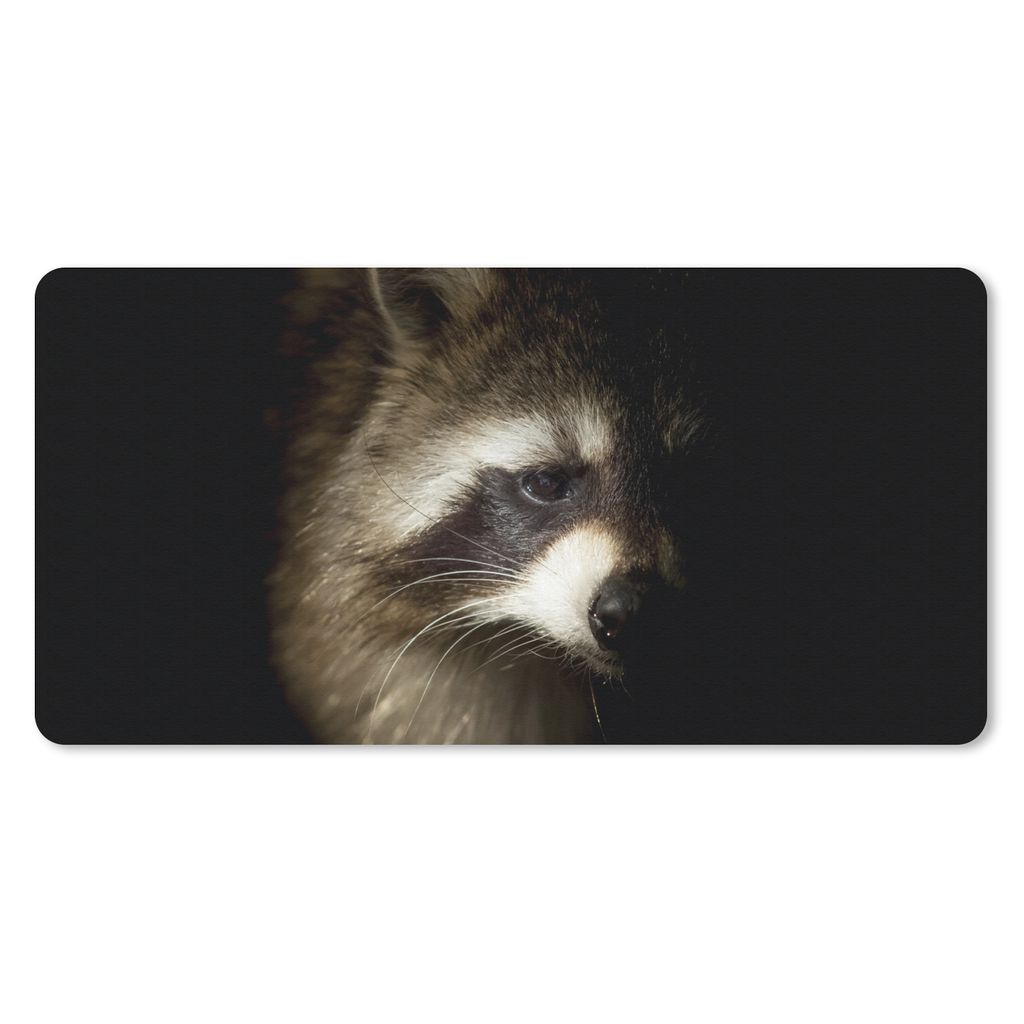 MuchoWow Mauspad Mousepad Waschbär - Wilde Tiere - Schwarz 60x30 cm - Mousepads - Maus Mat - Pad - Mausunterlage - Nachhaltig