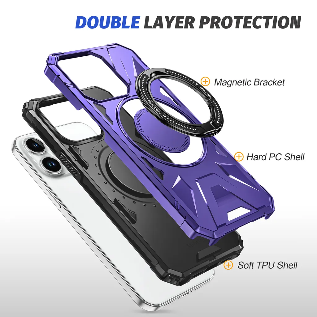 Custodia iPhone 15 Pro Max Viola Extreme - Antiurto con Anello MagSafe