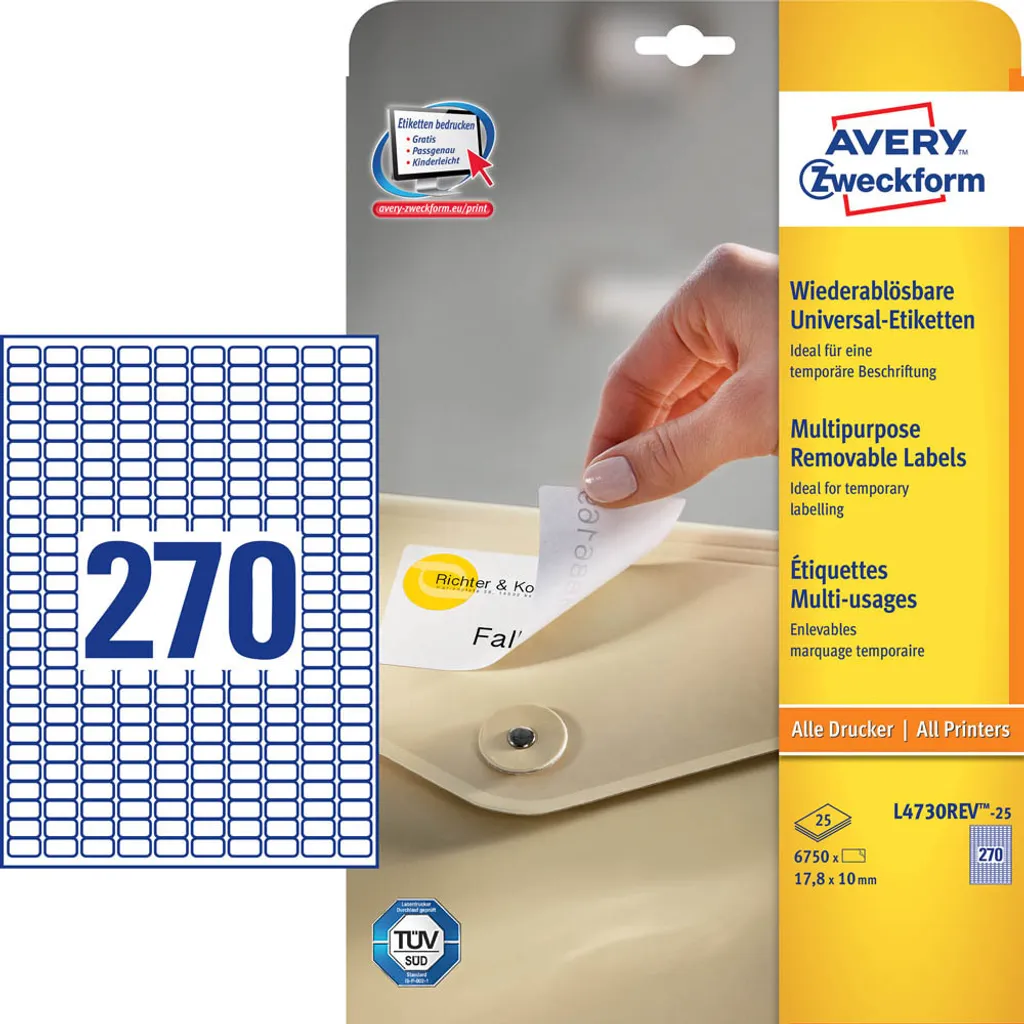 Convenienza Avery Zweckform L4730REV-25 Etichette 17,8x10mm 25ff - 17