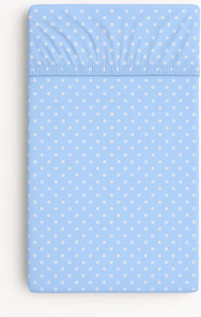 Lenzuolo Sotto 70x140 con Elastico Pois Blu - 100% Cotone Traspirante
