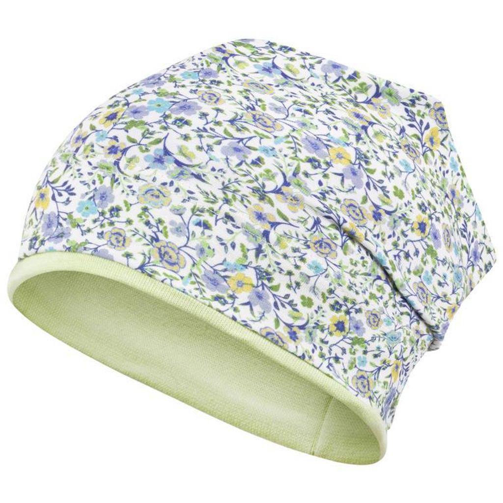 Mädchen Mütze Übergangsmütze Beanie Blumen, Gr. 46-48, Grün-Mintgrün