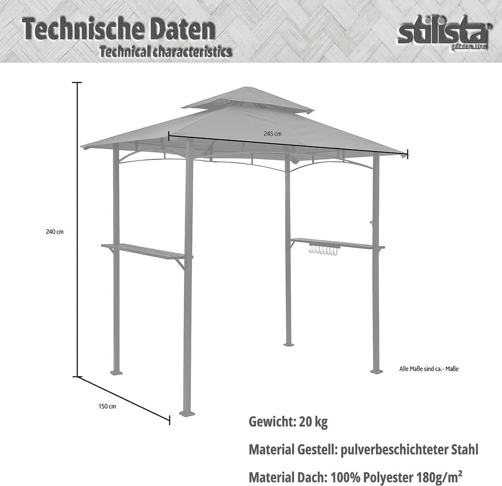 Grillpavillon BBQ Pavillon Grillzelt Grillüberdachung Produktbild 4