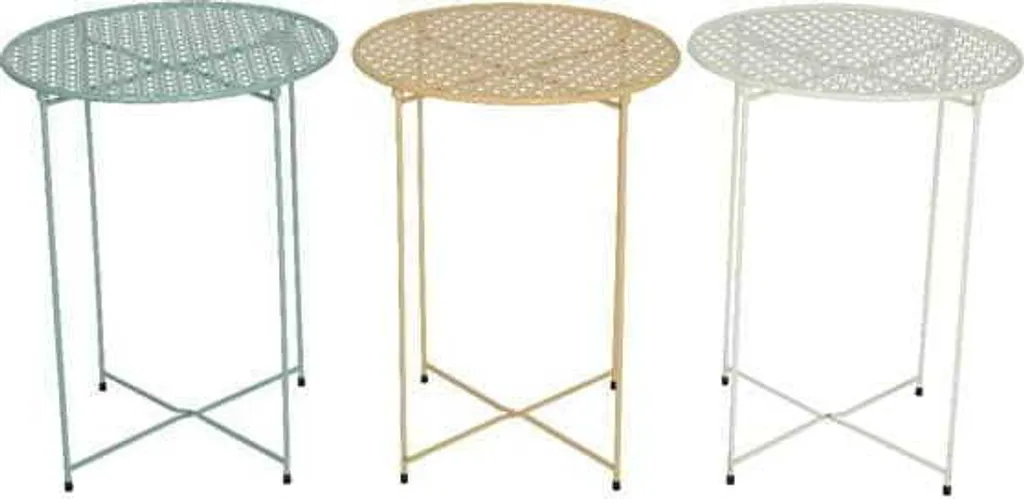 Table d'appoint balcon ronde Indigo métal bleu 46x62 cm gain de place