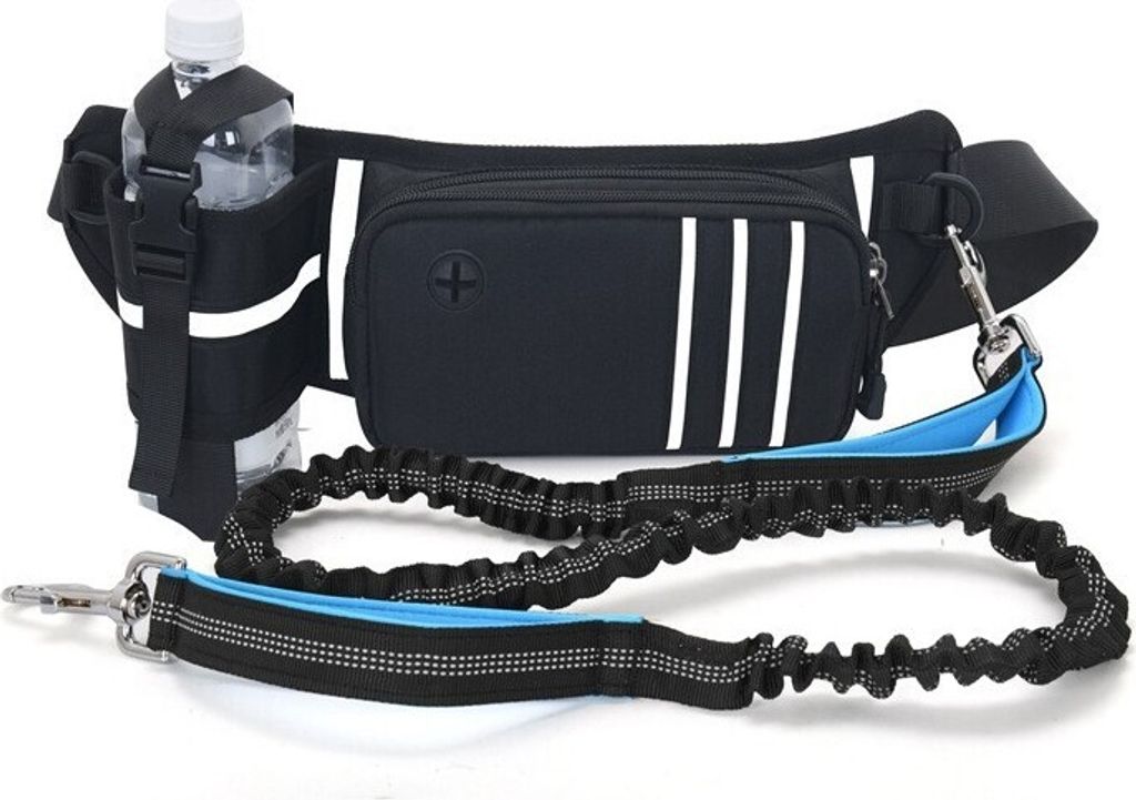 Joggingleine für Hunde, Gürteltasche zum Laufen Joggen Wandern und Normale Hundeleine für Große Mittelgroße kleine mit Doppelgriff Bauchgurt m...