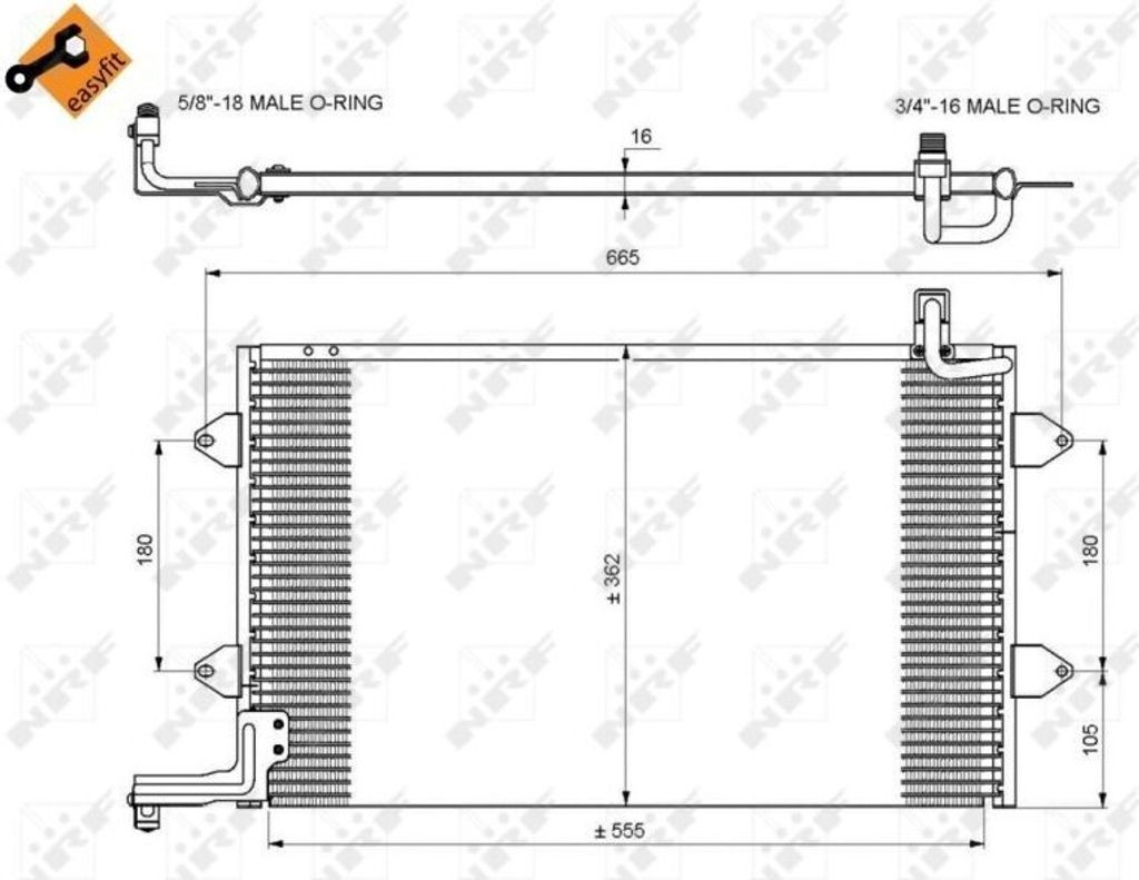 NRF 35584 - OE 1H0820413 Klimakondensator für Golf III (1H), Golf Cabriolet (1E), Vento (1H)