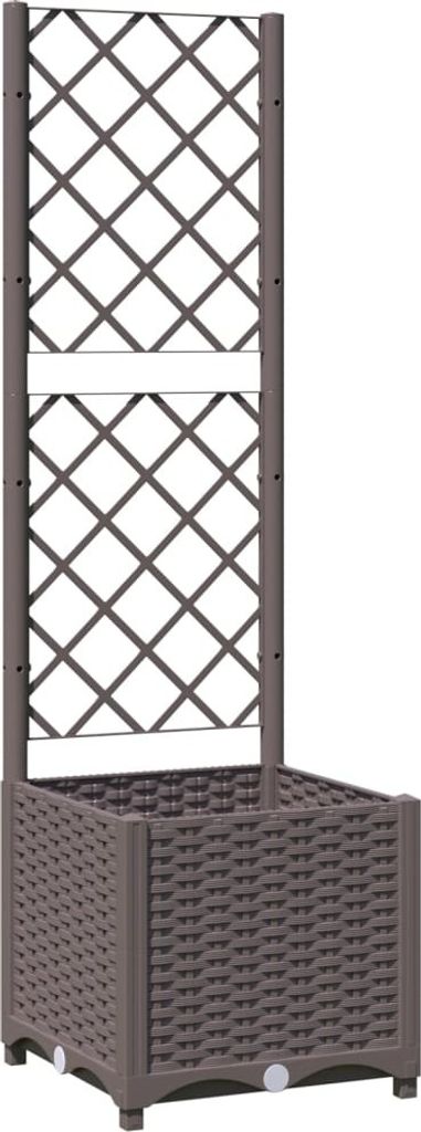 vidaXL Fioriera con traliccio Marrone 40x40x136 cm PP Immagine del prodotto 