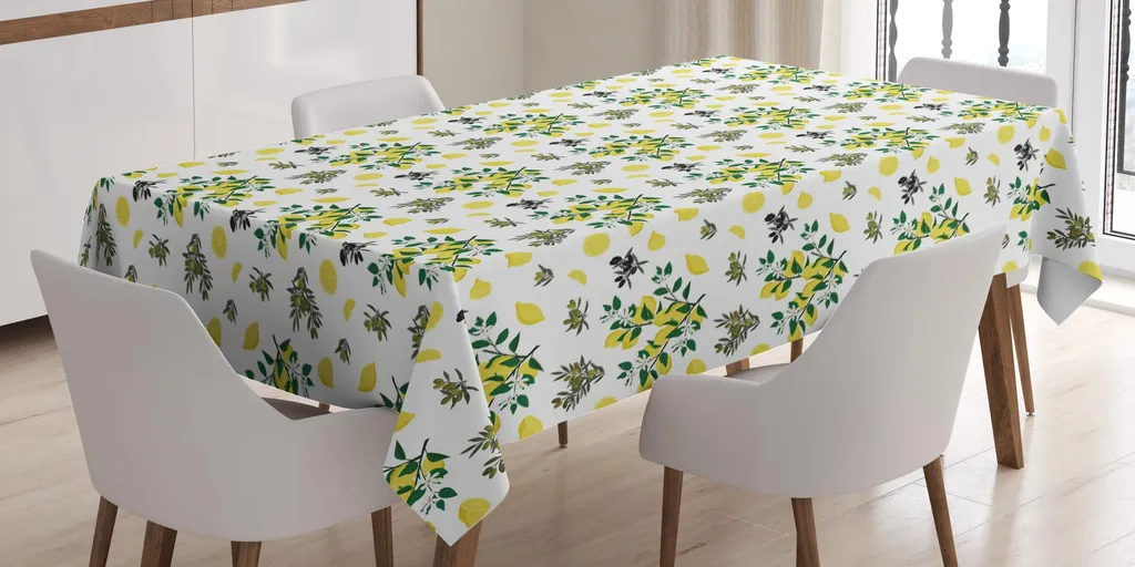Tovaglia Antimacchia 140x200 Abakuhaus Botanica Limoni e Olive Giallo
