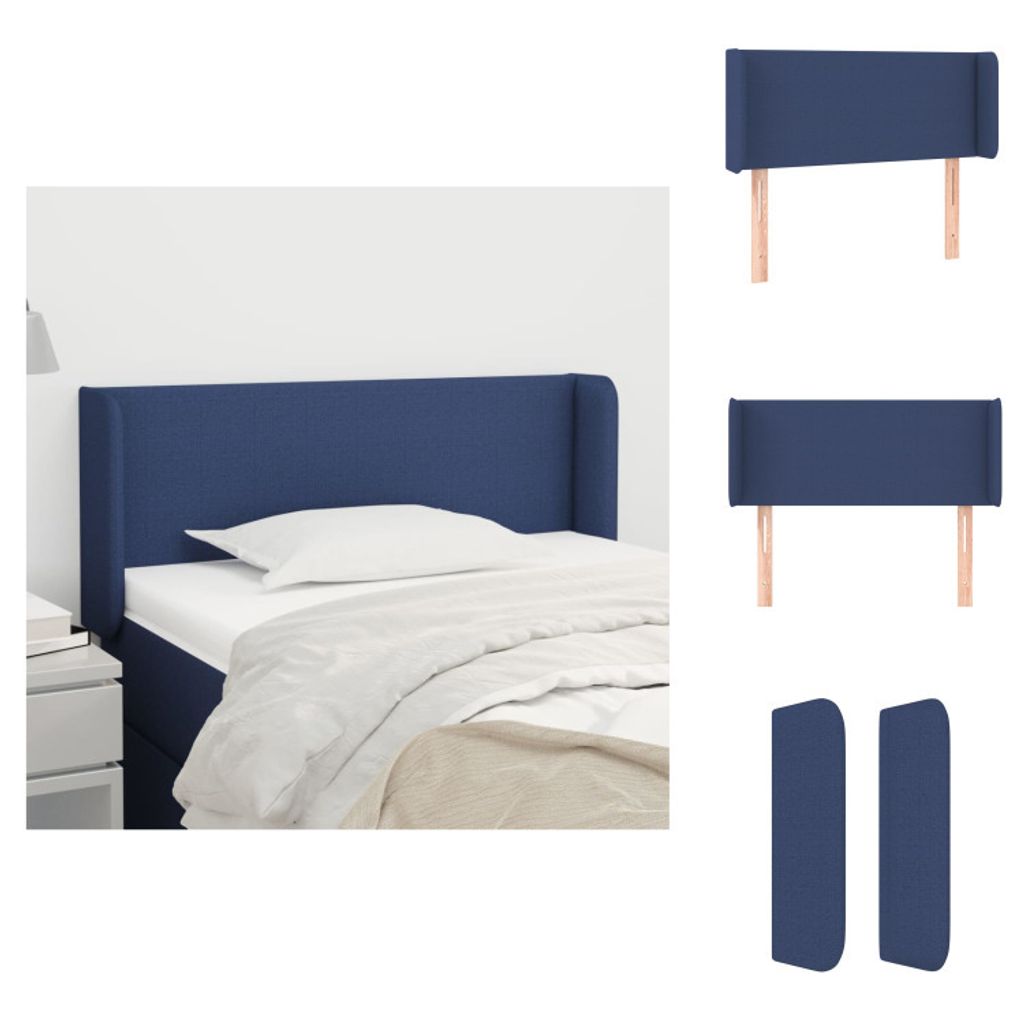 vidaXL Kopfteil mit Ohren Blau 103x16x78/88 cm Stoff - Kopf- & Fußenden
