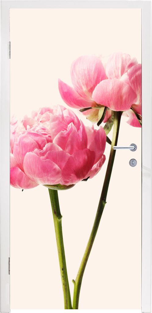MuchoWow Türtapete Selbstklebende Türfolie Blumen - Blüte - Rosa 95x235 cm Türposter Türaufkleber Klebefolie Türklebefolie - XXL-Poster - T...