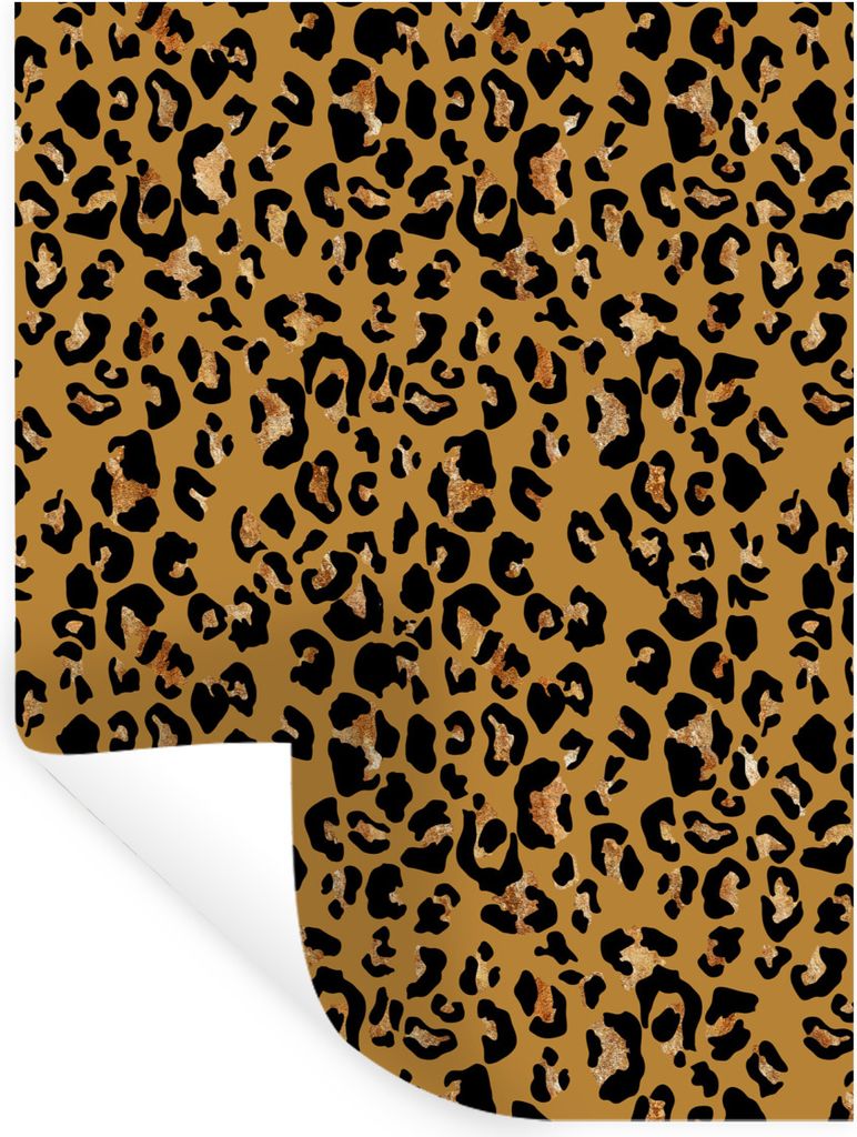 MuchoWow Wandtattoo Wandsticker Wandaufkleber Tiermuster - Panther - Gelb - Gold 60x80 cm Selbstklebend und Repositionierbar - Repositionierbar -...