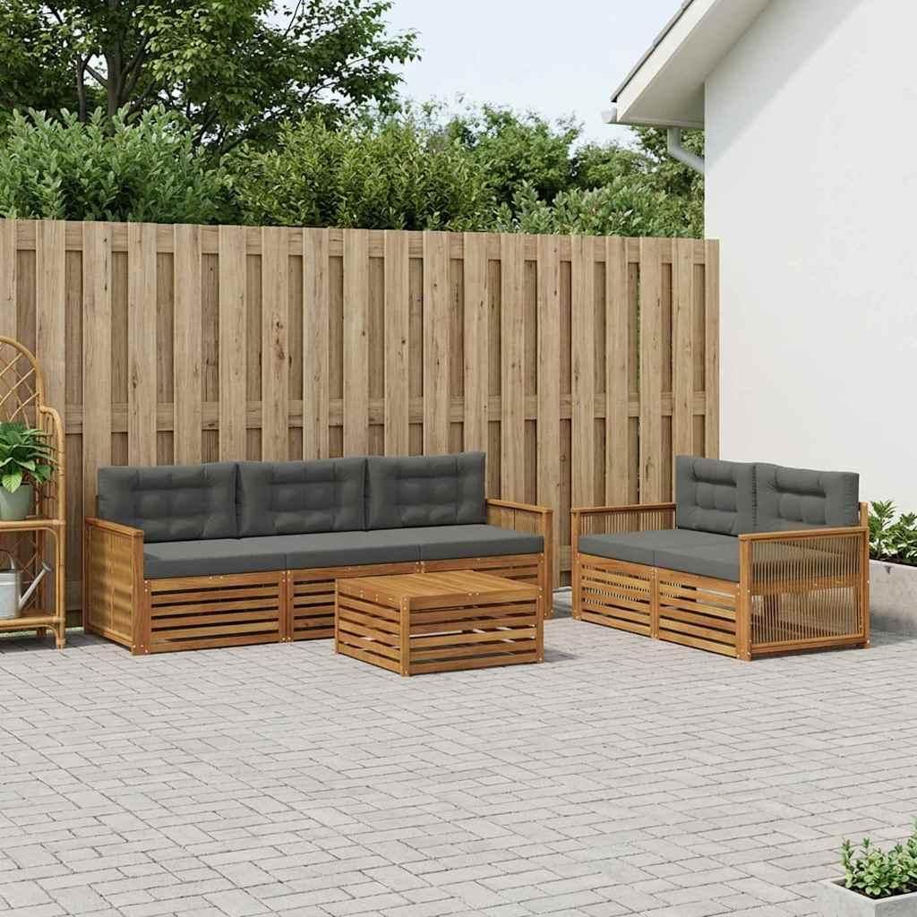 Möbel Outdoor-Sofagarnitur mit Kissen 6 pcs Natur und AnthrazitGartensofas - Gartensofas c1106