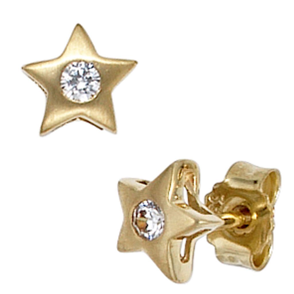 Ohrstecker Stecker Stern Sterne Zirkonia gefasst 333 Gold Gelbgold Damen