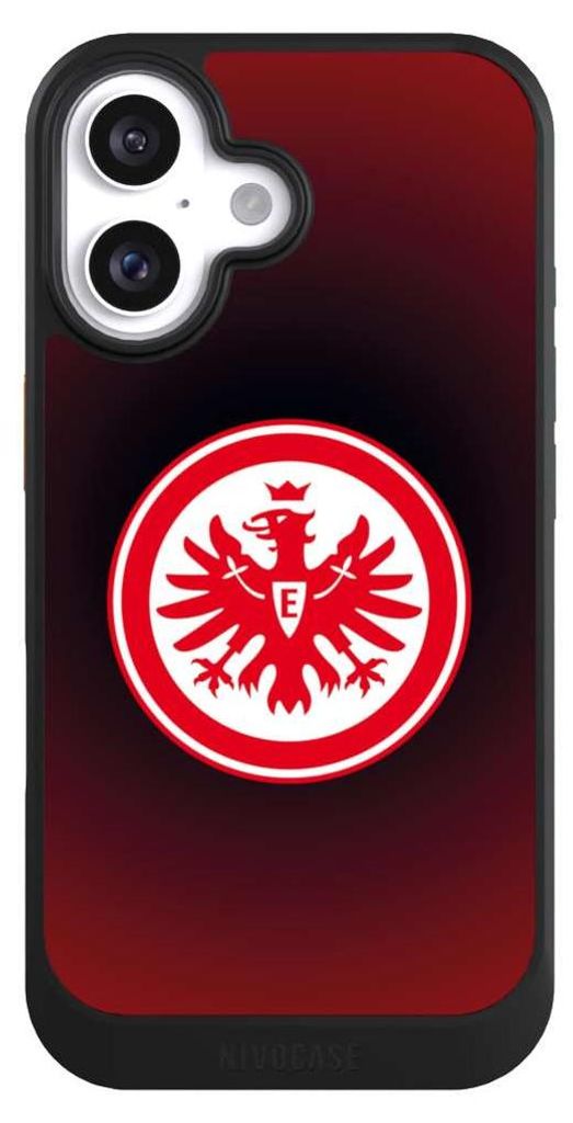 NIVOCASE Hülle für Apple iPhone 16 Handyhülle NIVOcore Case Schwarz Eintracht Frankfurt Offizielles Lizenzprodukt Wappen