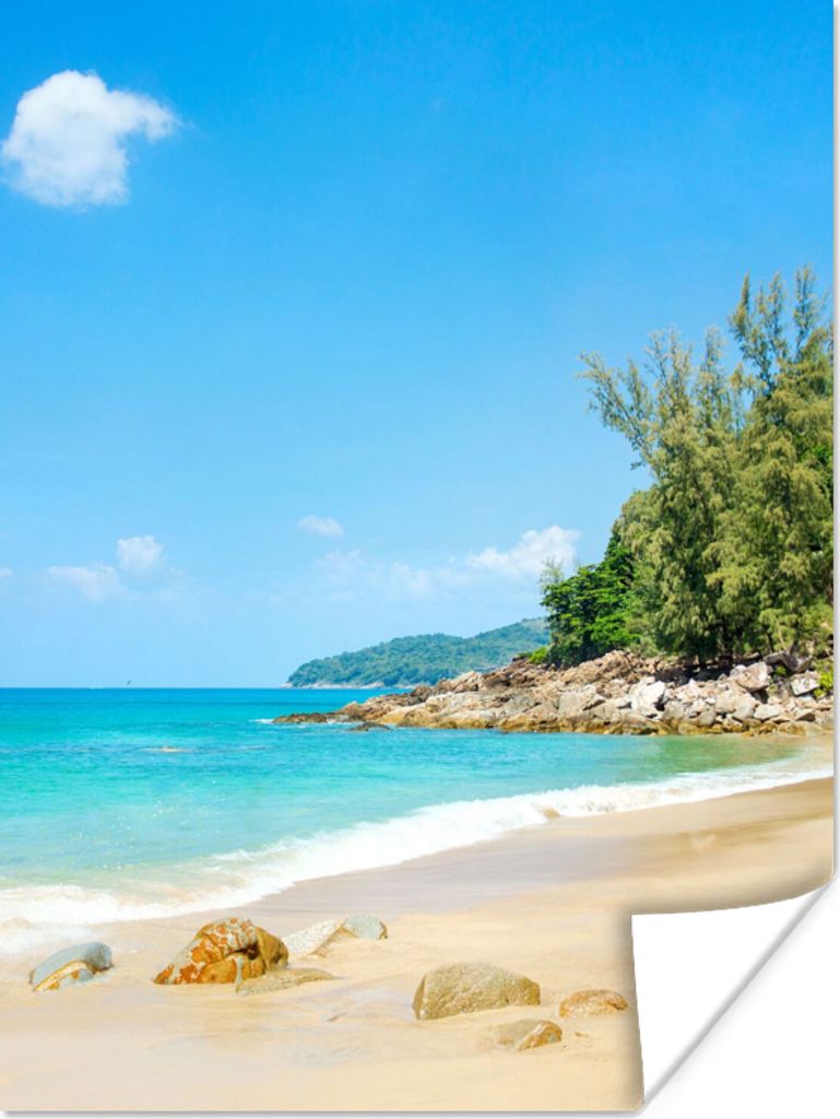 MuchoWow Poster Strand - Meer - Pflanzen - Tropisch 60x80 cm - Schlafzimmer Dekoration