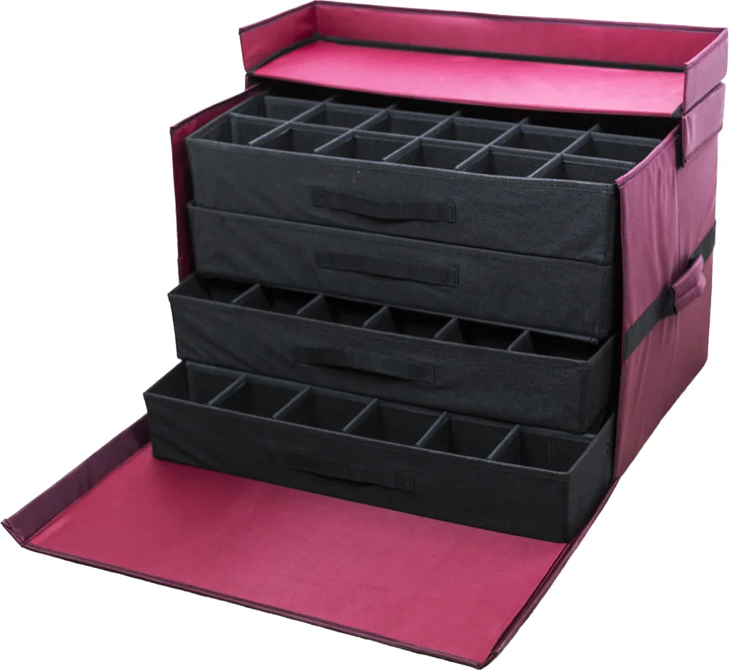 Boîte de rangement décoration de Noël luxe 96 compartiments rouge