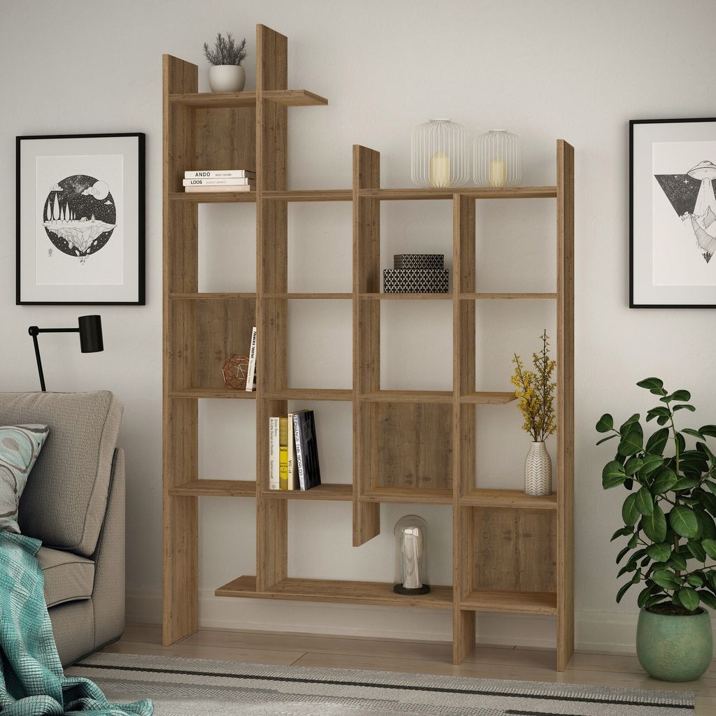 Skye Decor, Manco - Hitit, Traf es, Bücherregal, 122 x 188 x 25,5 cm, 100 % MELAMINBESCHICHTETE SPANPLATTEN