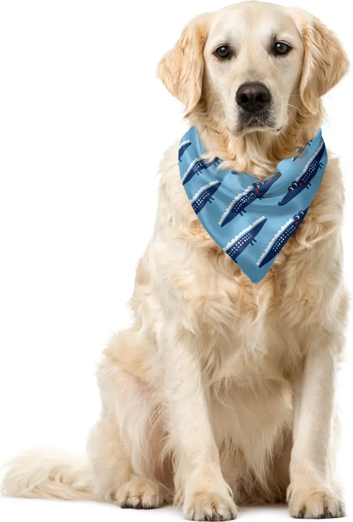 ABAKUHAUS Bandana Cani Coccodrillo 55x55cm Blu Cielo per Taglie Medie