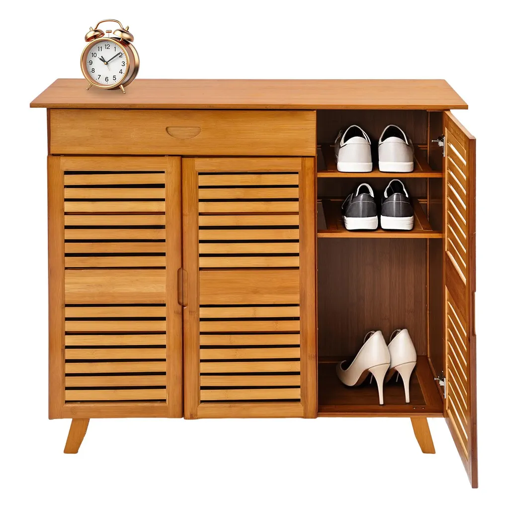 Rangement chaussures pour entrée en bambou - Meuble gain de place 80cm