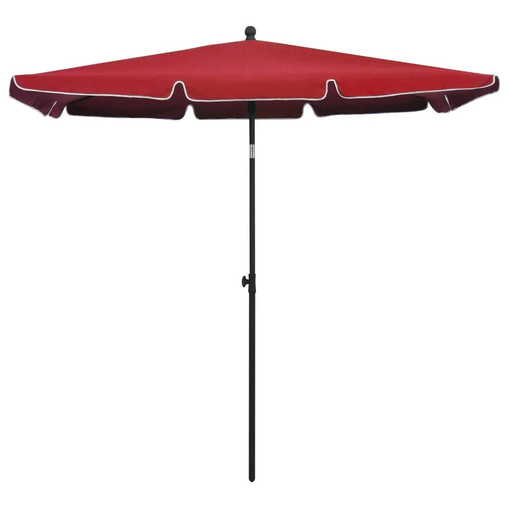 Parasol de jardin 210x140 cm rouge bordeaux avec toile anti-UV mât fixe
