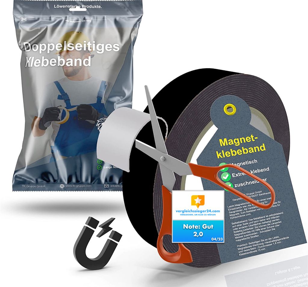 toolmate® 3 Meter Magnetklebeband Magnetstreifen Metallband Magnetfolie  Band Klebeband Magnet Magnetband Klebestreifen selbstklebend